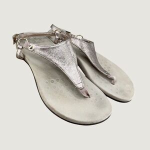 Vionic Kirra Sandals Womens 7.5 Wide Rose Gold Metallic Orthotic Backstrap Thong